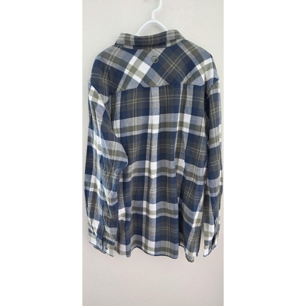 Magellan Outdoors Canyon Creek Plaid Flannel Shirt Blue Green Cotton 3XL - Picture 7 of 8